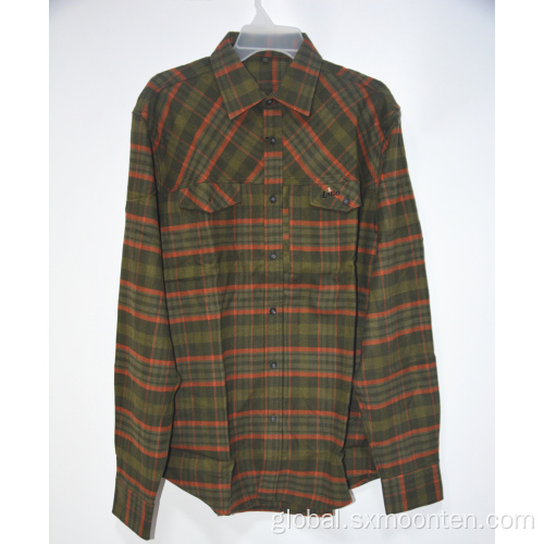 China Casual Grid Flannel Cotton Long Sleeve Men's Shirt Manufactory